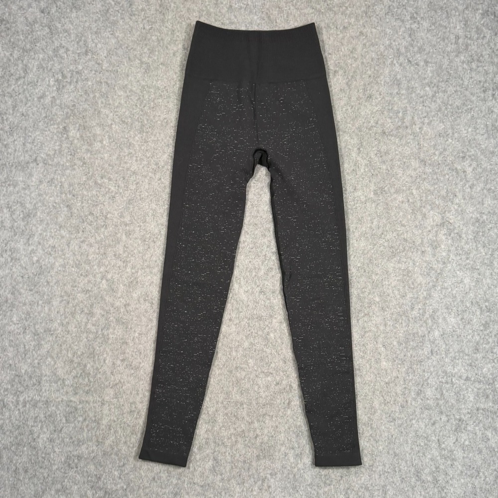 Lululemon Black Speckled White Free To Flow 7/8 Cropped Leggings Women's Size XS